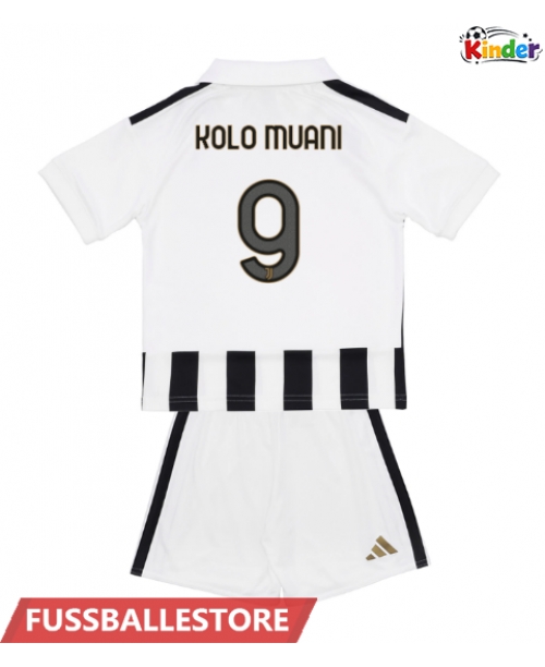 Günstige Juventus Randal Kolo Muani #9 Heimtrikotsatz Kinder 2026-27 Kurzarm (+ Kurze Hosen)